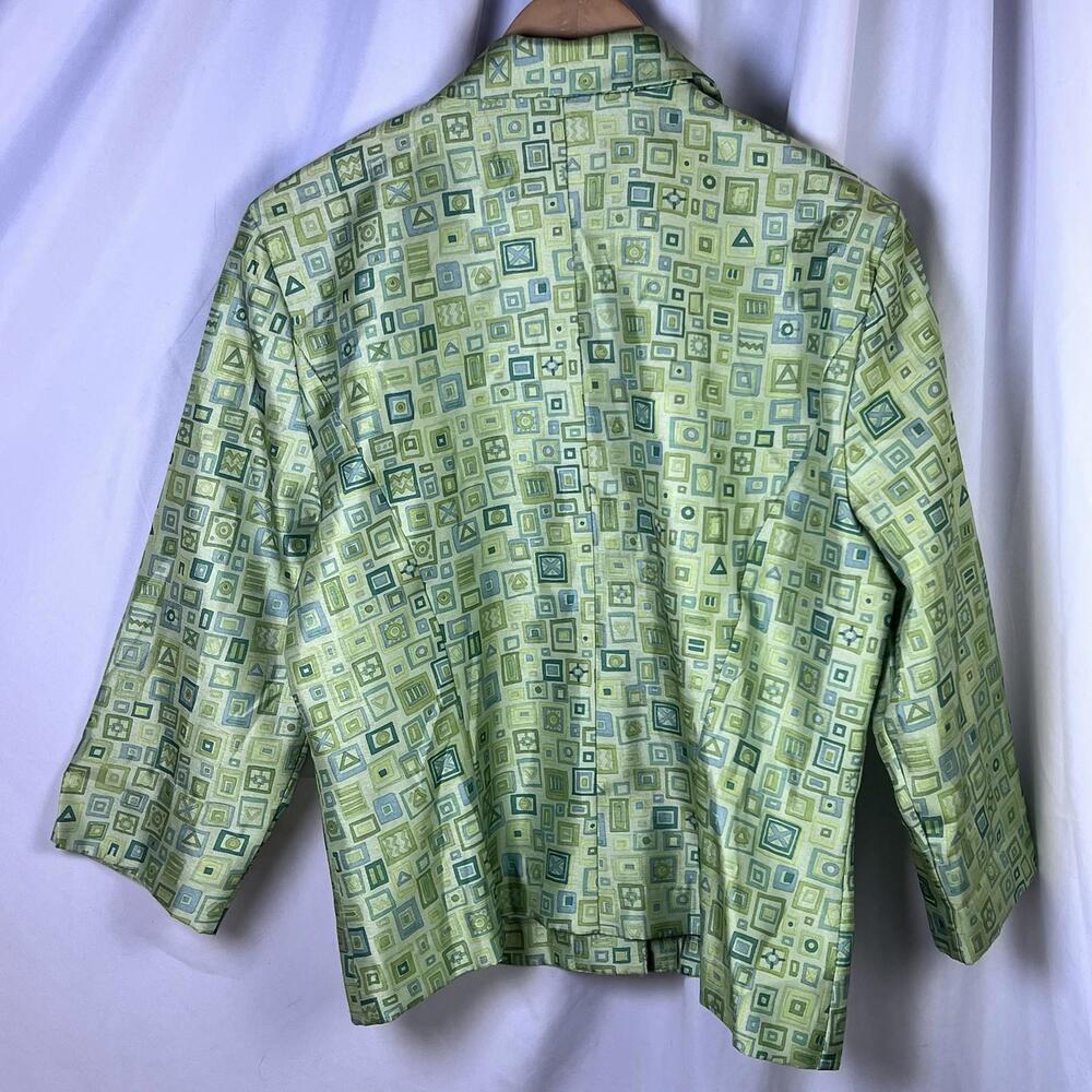 HMH Melissa Harper Green Lightweight Geometric Print Jacket. EUC Size 12 - Picture 8 of 9